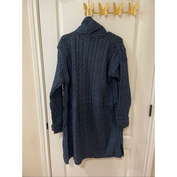 Aran Crafts Open Front Cardigan Size XL NWOT Blue and Black - Picture 6 of 7